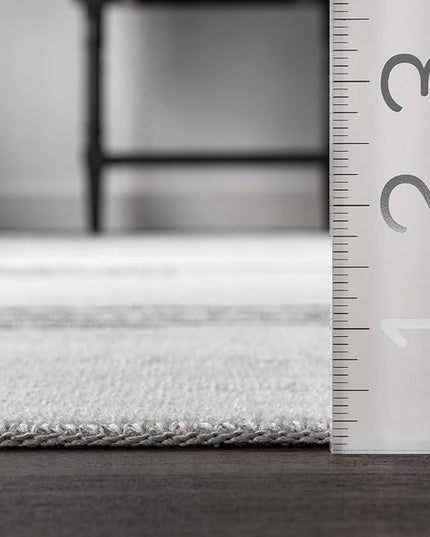nuLOOM Romina Machine Washable Diamond Stripes Ultra Thin Area Rug, 4x6, Ivory - LeafyLoom