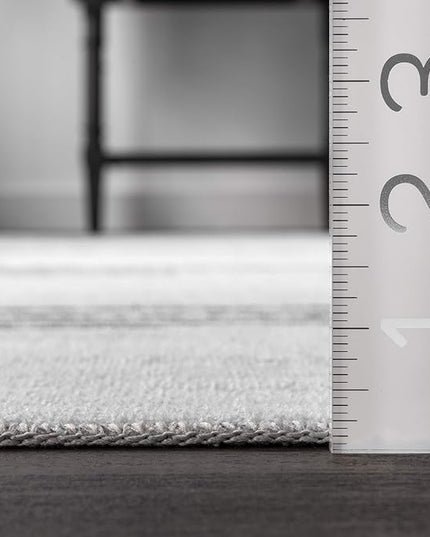 nuLOOM Romina Machine Washable Diamond Stripes Runner Rug, 2' 6" x 8', Ivory, Rectangular, 0.1" Thick - LeafyLoom