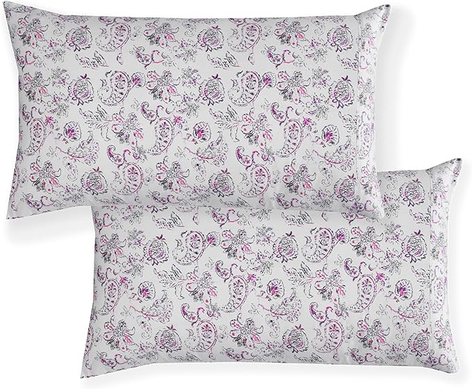 Elegant Comfort Softest and Coziest 6-Piece Sheet Set - 1500 Premium Hotel Quality Microfiber - Deep Pocket, Wrinkle Resistant 6-Piece Paisley Pattern Bed Sheet Set, Queen, Paisley Purple - LeafyLoom