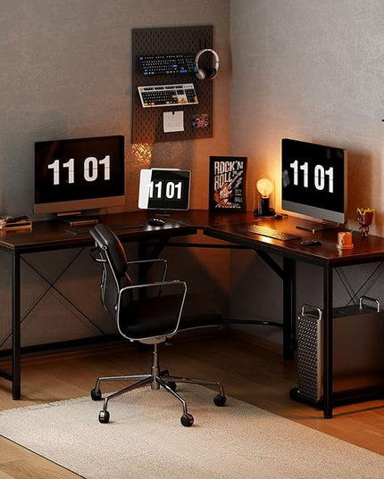 soges L Shaped Office Desk, L Desk Computer Corner Desk, 59 x 59 inches Large L Shaped Desk for Home Office, Sturdy Writing Desk Writing Workstation Gaming Table - LeafyLoom