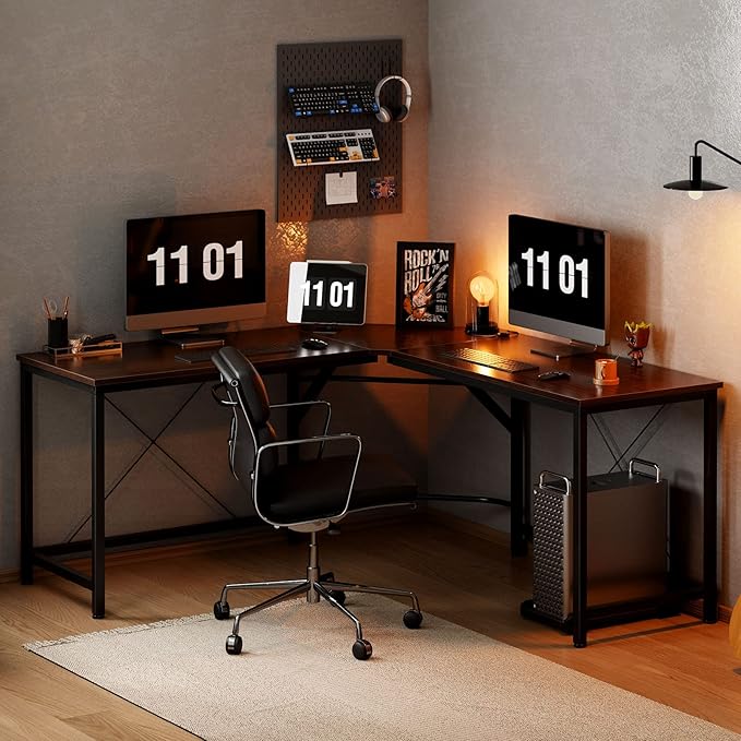 soges L Shaped Office Desk, L Desk Computer Corner Desk, 59 x 59 inches Large L Shaped Desk for Home Office, Sturdy Writing Desk Writing Workstation Gaming Table - LeafyLoom