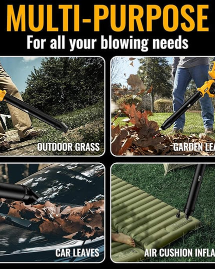 Leaf Blower, Cordless Leaf Blower for De-Walt 20V Battery, 3 Speed Modes Up to 200MPH, 270° Rotatable Electric Leaf Blower with 4 Blowing Nozzles for Lawn Care and Yard(Battery Not Included) - LeafyLoom