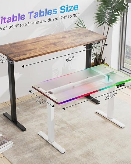 JOYSEEKER Electric Standing Desk Frame Workstation,Stand up Desk legs Height Adjustable,Ergonomic Sit Stand Desk Base for 39 to 63 inch Table Tops,Black - LeafyLoom