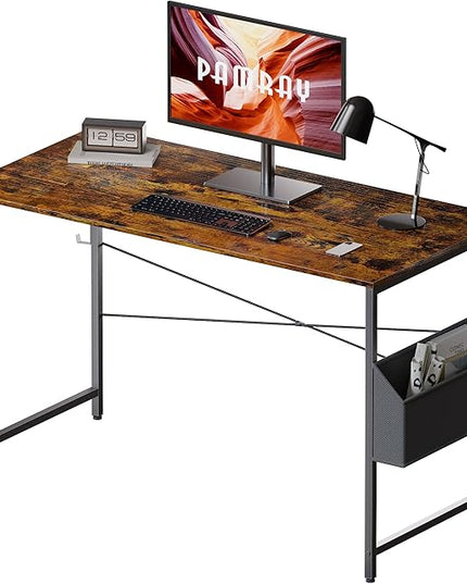 Pamray 47 Inch Computer Desk Small Spaces Desk with Storage Bag for Bedroom Writing and Home Office Work Small Study Desk Table Vintage - LeafyLoom