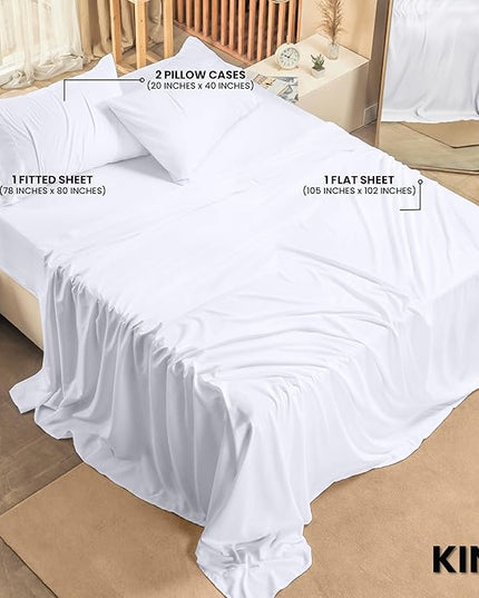 Utopia Bedding King Bed Sheets Set - 4 Piece Bedding - Brushed Microfiber - Shrinkage and Fade Resistant - Easy Care (King, White) - LeafyLoom