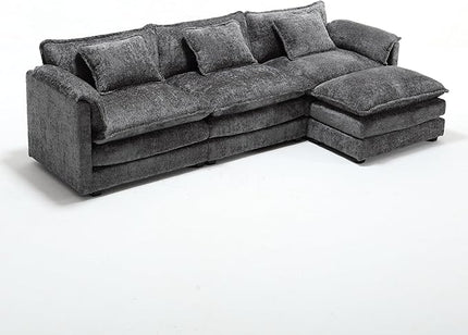 5 Seater L Shaped Convertible Modular Sectional Sofa with Reversible Chaise, Minimalist Oversized Sleeper Corner Couch,Chenille Upholstered Leisure Sofá for Living Room Office, Dark Gray 112.2" - LeafyLoom