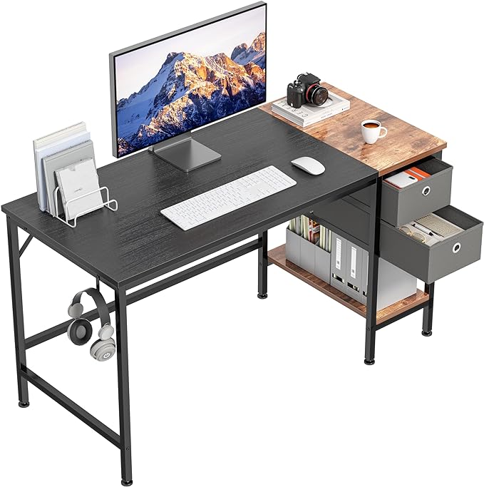 HOMIDEC Office Desk, Computer Desk with Drawers 40" Study Writing Desks for Home with Storage Shelves, Desks & Workstations for Home Office Bedroom - LeafyLoom