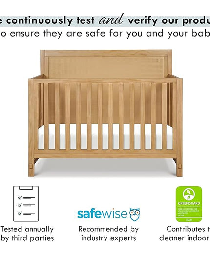 Davinci Margot 4-in-1 Convertible Crib in Honey GREENGUARD Gold Certified - LeafyLoom