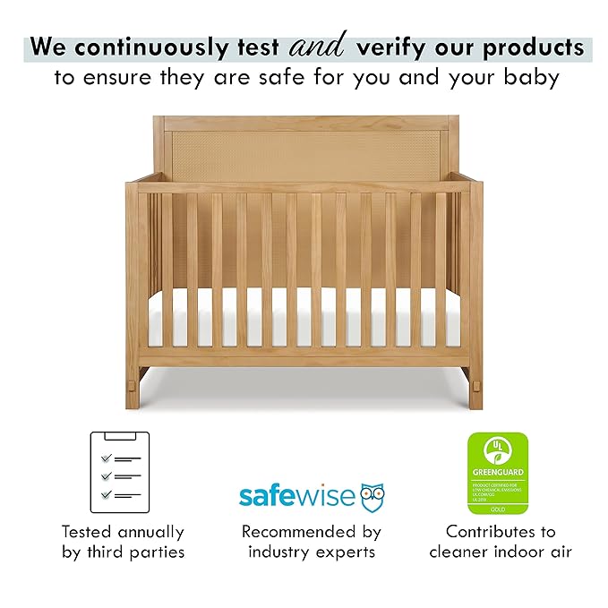 Davinci Margot 4-in-1 Convertible Crib in Honey GREENGUARD Gold Certified - LeafyLoom