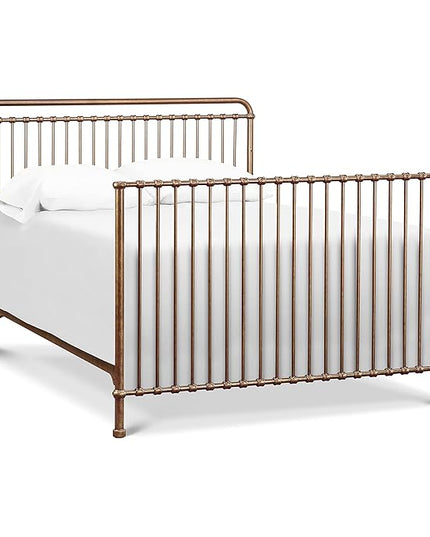NAMESAKE Winston 4-in-1 Convertible Metal Crib in Vintage Gold, Greenguard Gold Certified - LeafyLoom