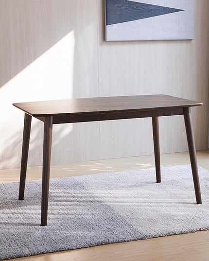 Livinia Aslan 47" Malaysian Oak Rectangular Wooden Dining Table/Solid Wood Kitchen Desk (Walnut) - LeafyLoom