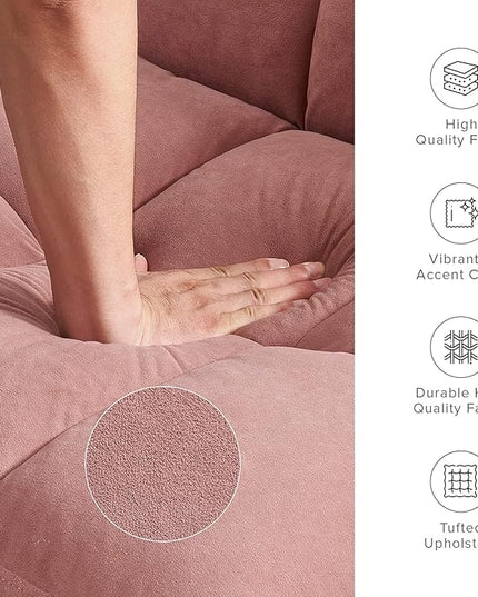mopio Aaron Couch, Small Sofa, Futon, Sofa Bed, Sleeper Sofa, Loveseat, Mid Century Modern Futon Couch, Sofa Cama, Couches for Living Room, Bedroom (Old Rosa, Velvet) - LeafyLoom