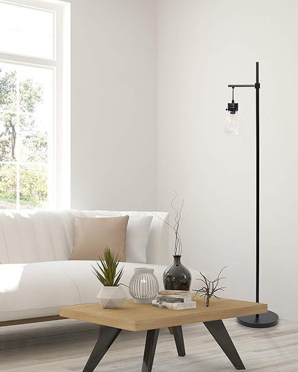 Elegant Designs LF1027-BLK Hanging Lightbulb Floor Lamp, 12.75" L x 10" W x 60" H - LeafyLoom