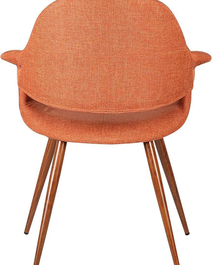 Armen Living Phoebe Mid-Century Modern Fabric Upholstered Dining Chair for Kitchen Table Office Desk Vanity, 24D x 25W x 33H Inch, Orange - LeafyLoom