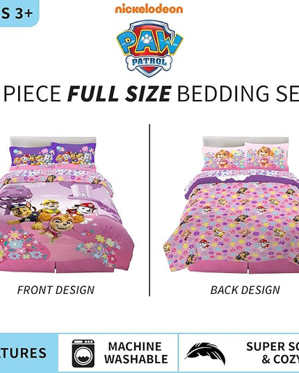 Franco Kids Bedding Super Soft Comforter and Sheet Set, 5 Piece Full Size, Paw Patrol Girls - LeafyLoom