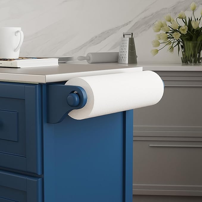 Homestyles Mobile Kitchen Island Cart with Stainless Steel Top, Blue - LeafyLoom