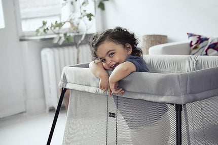 BABYBJORN Travel Crib Light - Silver + Fitted Sheet Bundle Pack - LeafyLoom