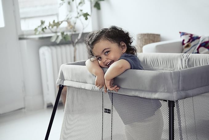 BABYBJORN Travel Crib Light - Silver + Fitted Sheet Bundle Pack - LeafyLoom