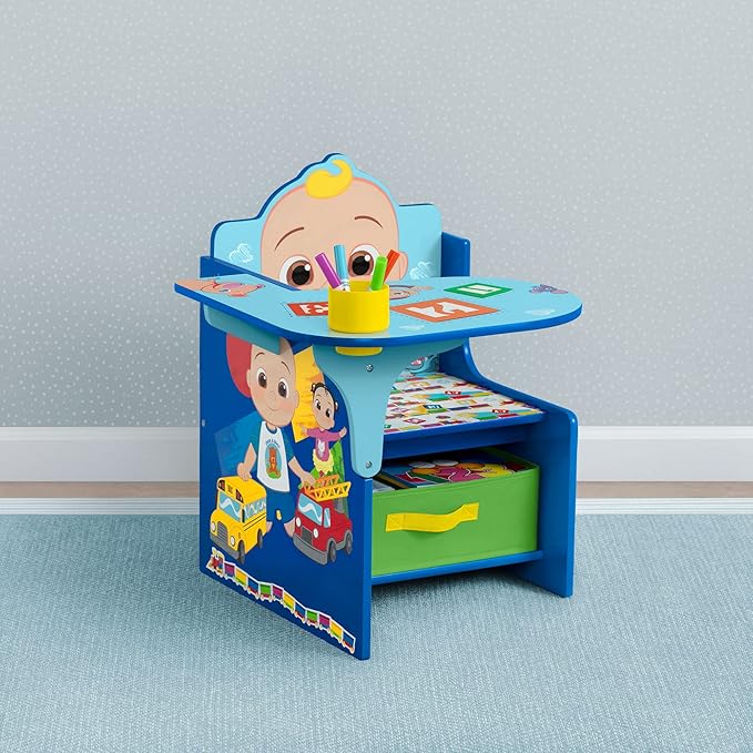 Delta Children Chair Desk with Storage Bin - Greenguard Gold Certified, CoComelon - LeafyLoom