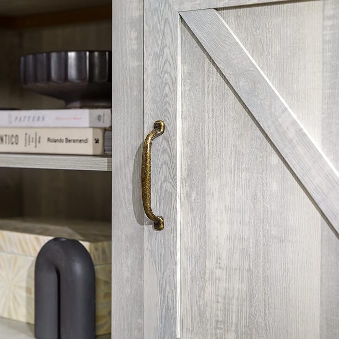 Walker Edison Georgetown Modern Farmhouse Double Barn Door TV Stand for TVs up to 80 Inches, 70 Inch, Stone Grey - LeafyLoom