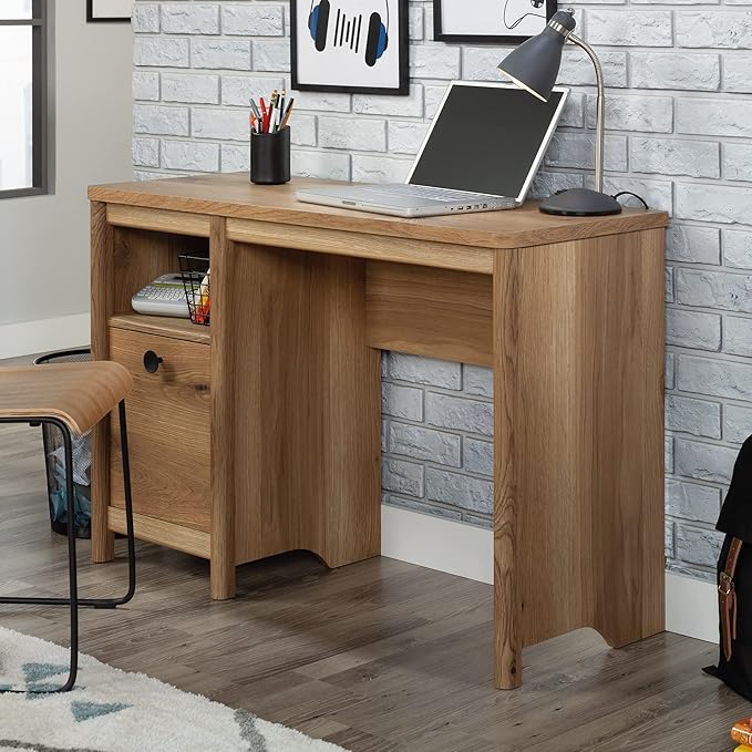 Sauder Dover Edge Home Office Desk, L: 43.15" x W: 17.24" x H: 29.09", Timber Oak - LeafyLoom