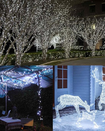 Toodour Christmas Lights Outdoor, 213ft 600 LED Christmas String Lights, 8 Modes, Timer, Waterproof Christmas Fairy Twinkle Lights for Home Garden Yard Wedding Party Tree Xmas Decors - Cool White Toodour