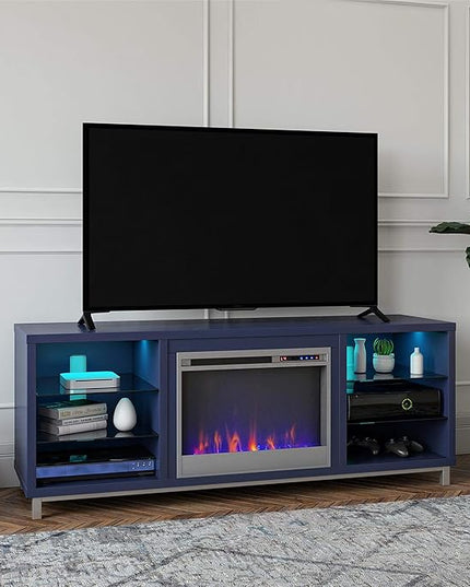 Ameriwood Home Lumina Fireplace TV Stand, Deluxe 70", Navy - LeafyLoom