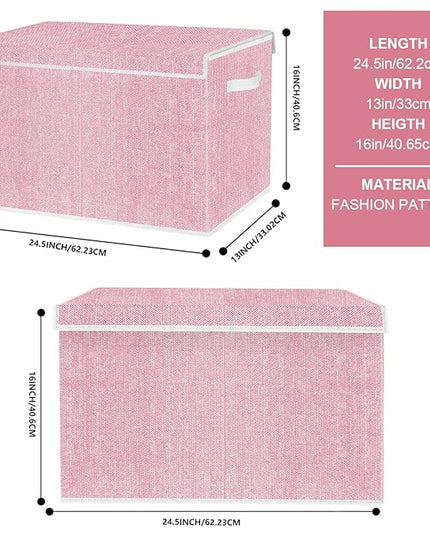 homyfort Large Toy Box Chest for Girls, Kids Toy Bin Storage Organizer with Lid for Babies,Toddlers,Nursery,Playroom (Pink) - LeafyLoom