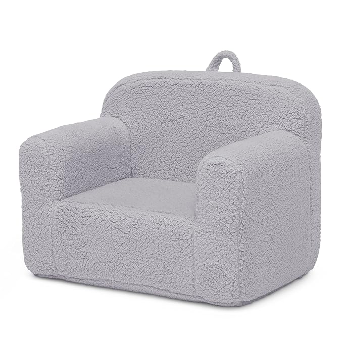 Delta Children Cozee Sherpa Chair, Grey - LeafyLoom