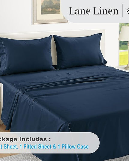 LANE LINEN 100% Egyptian Cotton Twin Sheets Set (3 Pc) – 1000 Thread Count – Sateen Weave - Ultra Soft Twin Bed Sheets – Luxury Hotel Bedding – Twin Size Sheets Set with Deep Pockets – Estate Blue - LeafyLoom