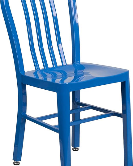 Flash Furniture Commercial Grade Blue Metal Indoor-Outdoor Chair - LeafyLoom