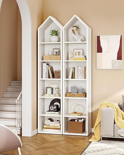 YITAHOME 73" Tall Narrow Bookshelf, Modern Open 5 Tier Bookcase, Wooden Shelf Stand for Small Spaces, Display Shelving Storage Rack for Bedroom, Living Room, Home Office, White - LeafyLoom