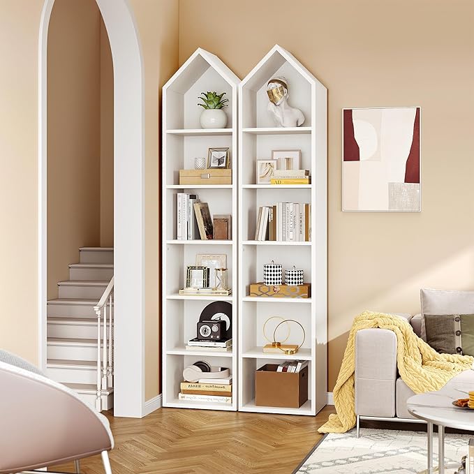 YITAHOME 73" Tall Narrow Bookshelf, Modern Open 5 Tier Bookcase, Wooden Shelf Stand for Small Spaces, Display Shelving Storage Rack for Bedroom, Living Room, Home Office, White - LeafyLoom