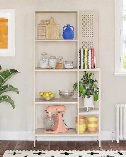 Mr. Kate Annie Metal Bookcase, Parchment - LeafyLoom