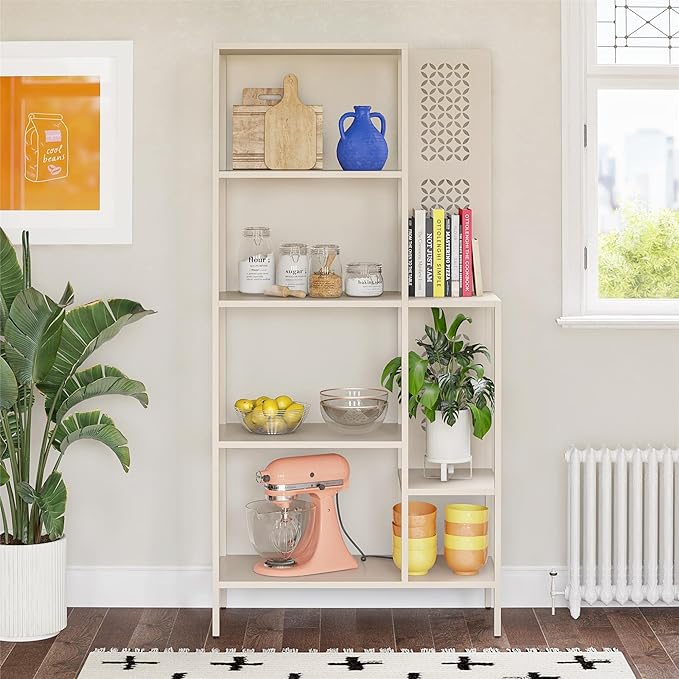 Mr. Kate Annie Metal Bookcase, Parchment - LeafyLoom