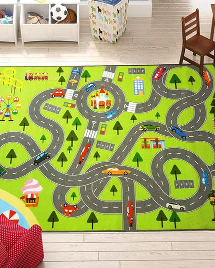 HOMORE Kids Play Mat Rug, Fun and Educational City Play Rug for Hot Wheels Track Racing and Toys, Kids Carpet Playmat Area Rug for Children Bedroom Play Room Nursery, 4x6 Feet - LeafyLoom