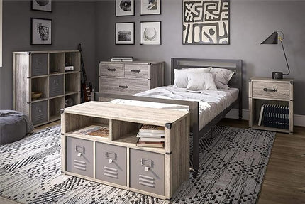 Little Seeds Nova 4 Drawer Storage Grey Dresser, Gray Oak - LeafyLoom