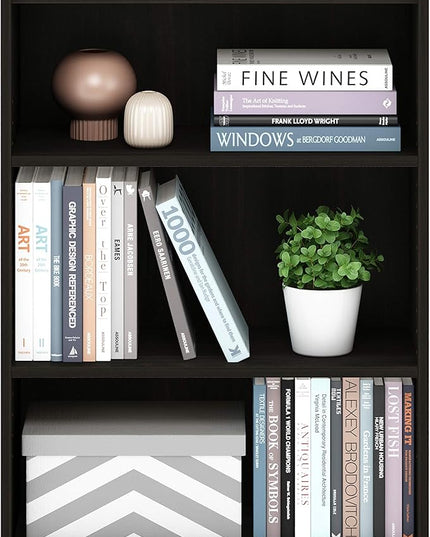 FURINNO Gruen 3-Tier Bookcases, Espresso - LeafyLoom