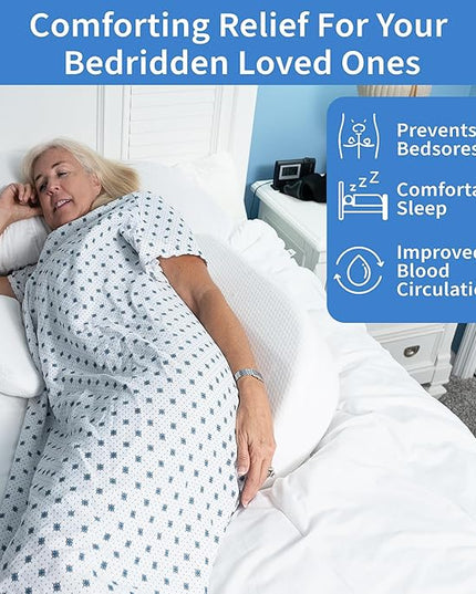 Bedsore Positioning Pillow for Bedsore Prevention and Faster Recovery - Heat Regulating Bedsore Cushion for Butt Lifting and Easy Positioning - New Anti-Slip Design with Non-Skid Removable Cover - LeafyLoom