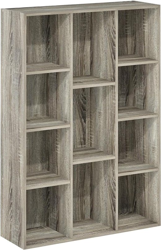 Furinno 11-Cube and 7-Cube Reversible Open Shelf Bookcases in French Oak - LeafyLoom