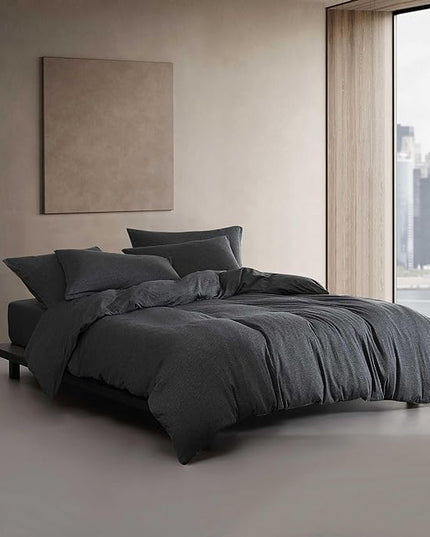Calvin Klein - King Comforter Set, Luxuriously Soft Home Decor, Modern Cotton Melange Jersey Bedding (Gunmetal Grey Heather, King) - LeafyLoom