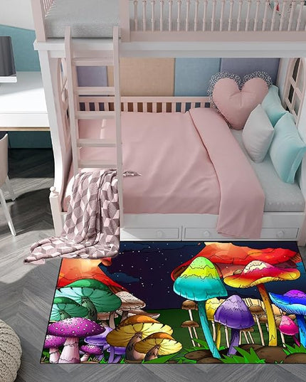 Mushroom Rugs for Bedroom Fantasy Mushroom Prints Rugs for Bedroom Mushroom Area Rugs for Girls Bedroom for Home Dining Living Room Rugs, 3'×4' - LeafyLoom