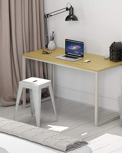 SHW Home Office 48-Inch Computer Desk, White/Oak - LeafyLoom