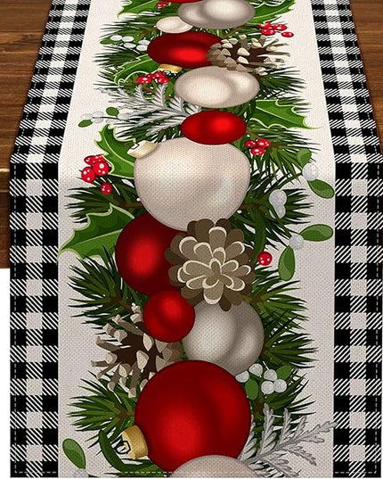 Nepnuser Black and White Gingham Christmas Table Runner 90 Inches Long Buffalo Check Plaid Xmas Decoration Holiday Home Kitchen Decor Nepnuser