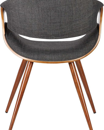 Armen Living Butterfly Dining Chair in Charcoal Fabric and Walnut Wood Finish 22D x 21W x 29H in - LeafyLoom