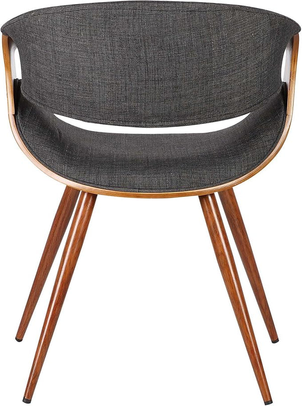 Armen Living Butterfly Dining Chair in Charcoal Fabric and Walnut Wood Finish 22D x 21W x 29H in - LeafyLoom