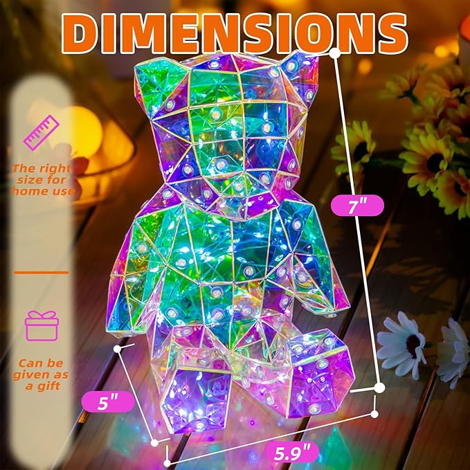 LED Bear Night Light,Glowing Bear Light Night Ligh for Her,Kids Presents Gift for Girlfriend Mom Kids Birthday Anniversary,Nursery Decor (Bear) - LeafyLoom