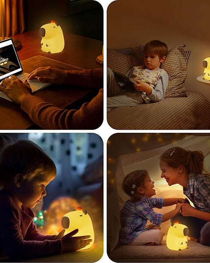 FULLOSUN Capybara Night Light, Capybara Gifts, Funny Capybara Birthday Gifts for Children Women Teenage Girls Boy Toddler - ABS+SIL Portable Squishy Rechargeable Dimmable - LeafyLoom