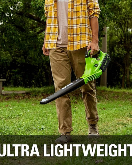 Greenworks 40V (150 MPH / 130 CFM) Cordless Leaf Blower, 4.0Ah Battery and Charger Included - LeafyLoom
