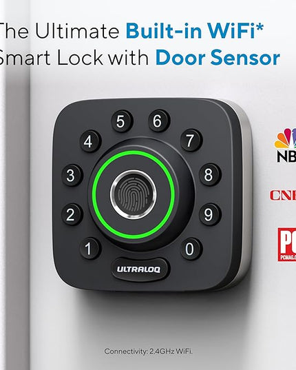 ULTRALOQ U-Bolt Pro WiFi Smart Lock with Door Sensor, 8-in-1 Keyless Entry Door Lock with Fingerprint ID, App Remote Control, Built-in WiFi Keypad Deadbolt, Auto Unlock, IP65 Waterproof, Easy Install ULTRALOQ